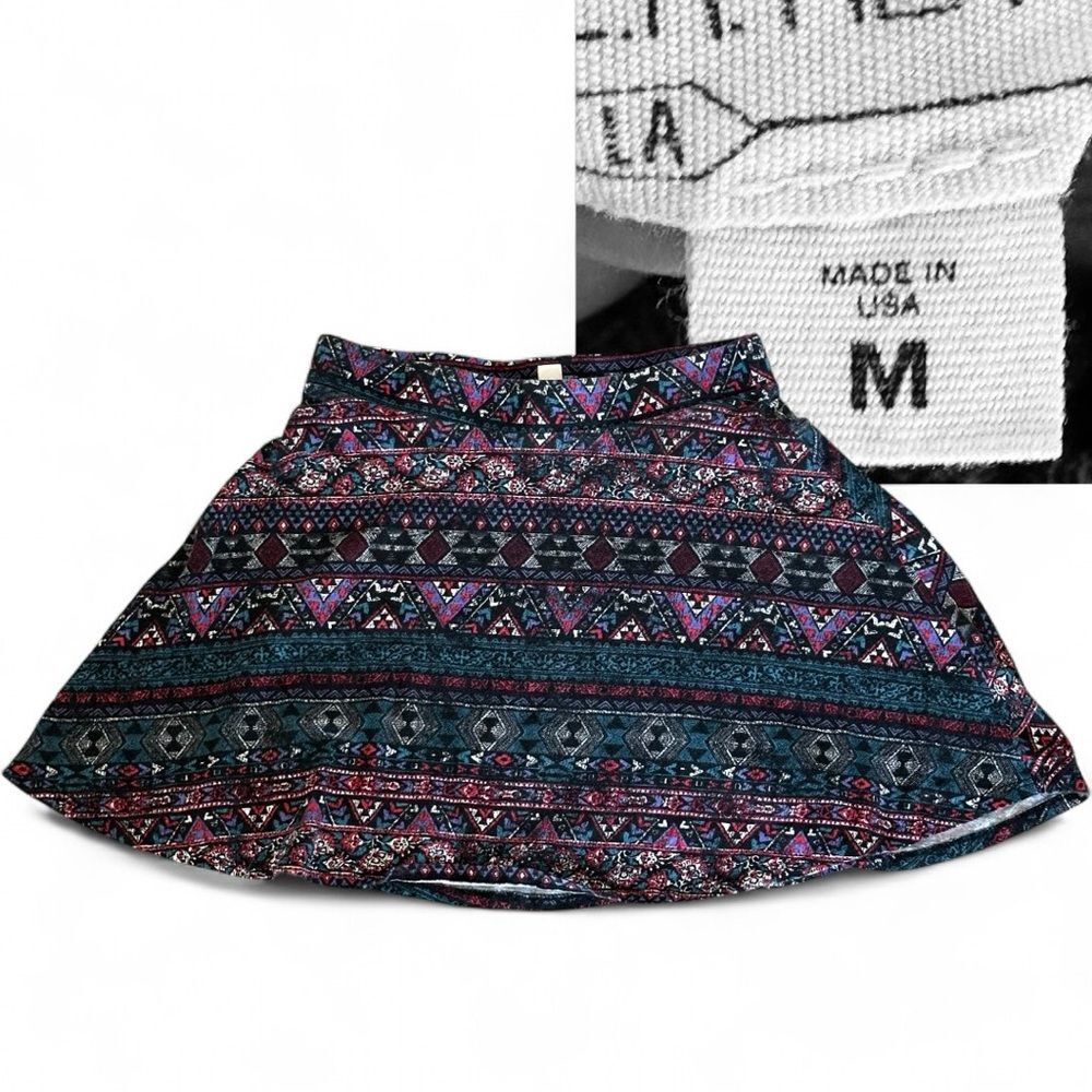 PacSun LA Hearts Aztec Mini Skirt Made in USA Southwest Boho y2k small